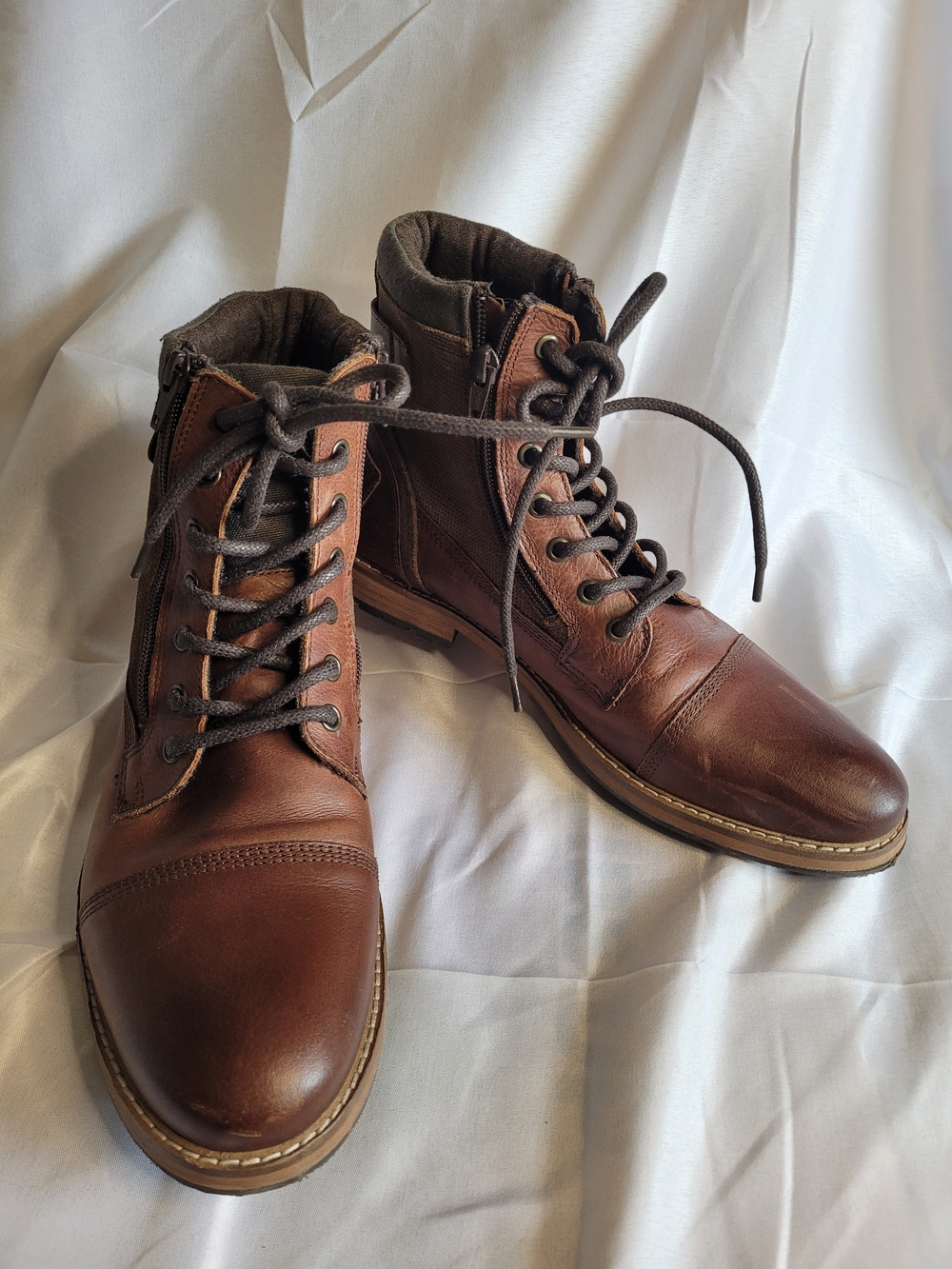 Franco Fortini Brown Leather Lace-Up Ankle Boots